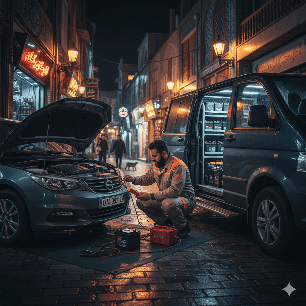 باطری سازی سیار شیراز | تعویض و استارت باتری خودرو در محل