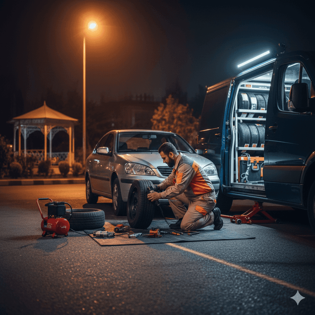 پنچرگیری سیار شیراز | تعمیر و تعویض لاستیک در محل، شبانه‌روزی